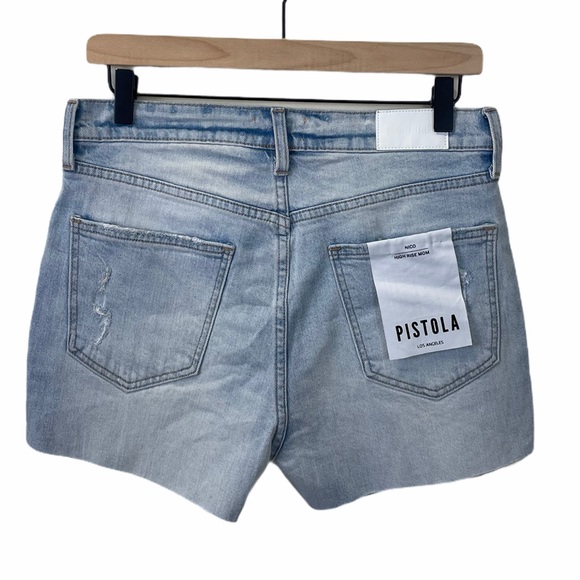 Pistola Nico High Rise Mom Denim Shorts Light Wash - Picture 2 of 4